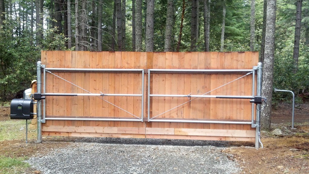 Dual-swing automatic driveway gate at a residential Humboldt County home