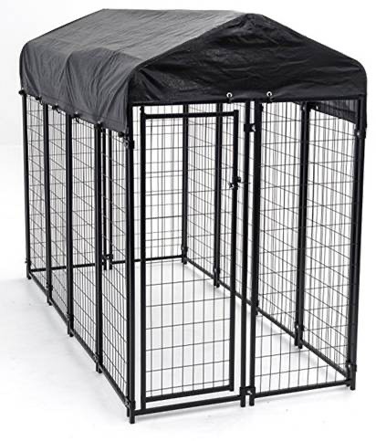 Example of lucky Dog portable kennel with waterproof cover, sold by Humboldt Fence Company