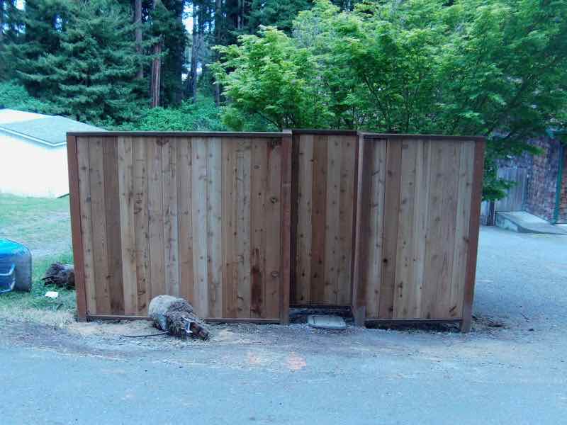 Redwood fence on a Rio Dell residential lot